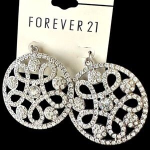 Forever 21 Glittering Silver Circle Earrings
